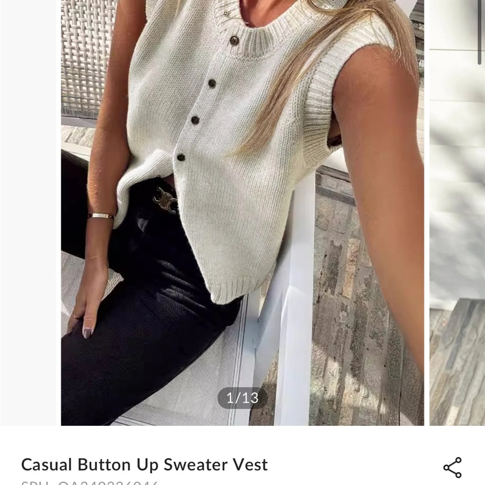 Commense Cream Button-Up Sweater Vest